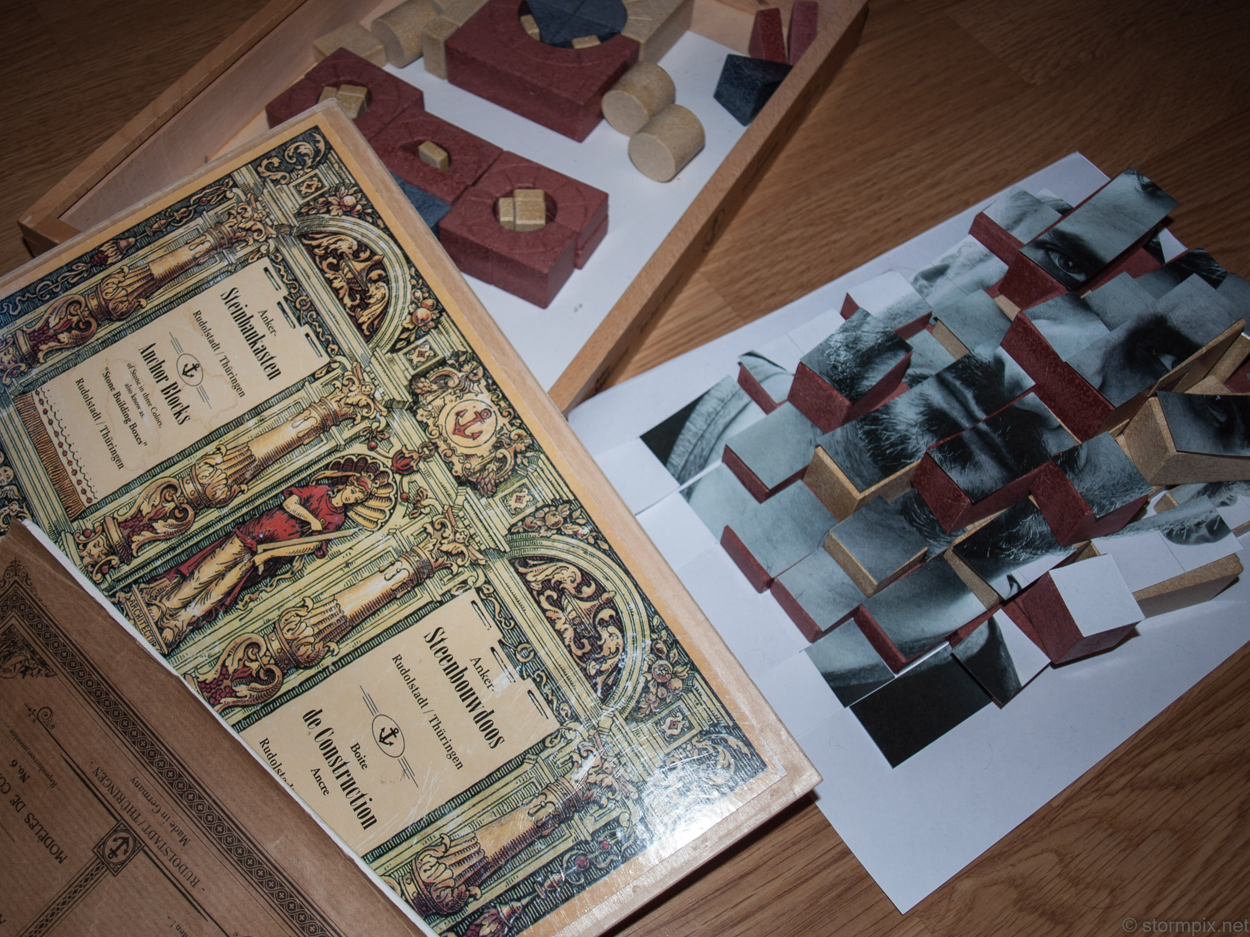 The building blocks and the cut picture on top